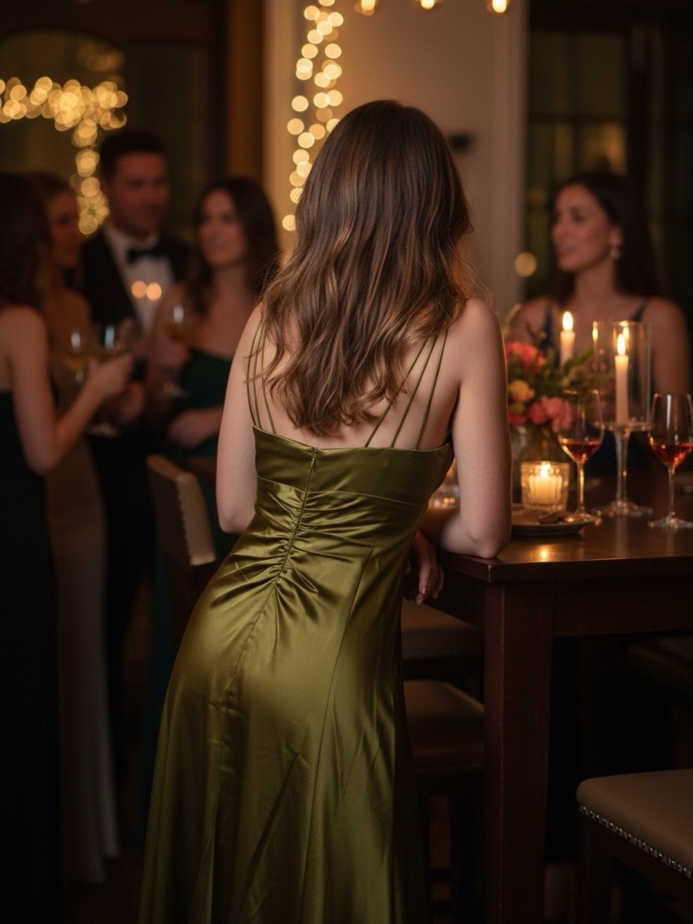 Badgley Mischka Green Rhinestone Cocktail Dress Size 6 - Picture 8 of 15